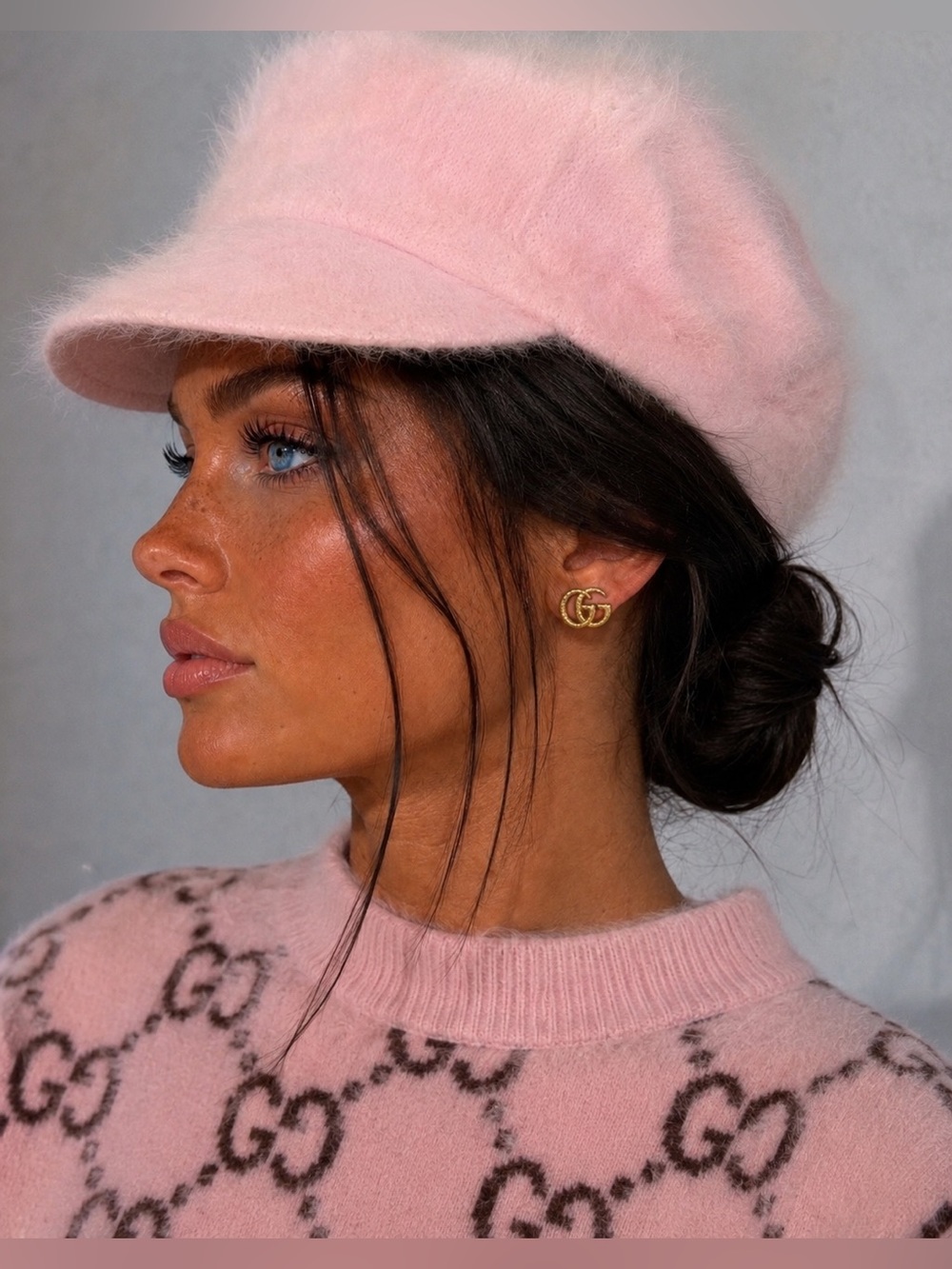 Angora Newsboy Cap- Baby Pink